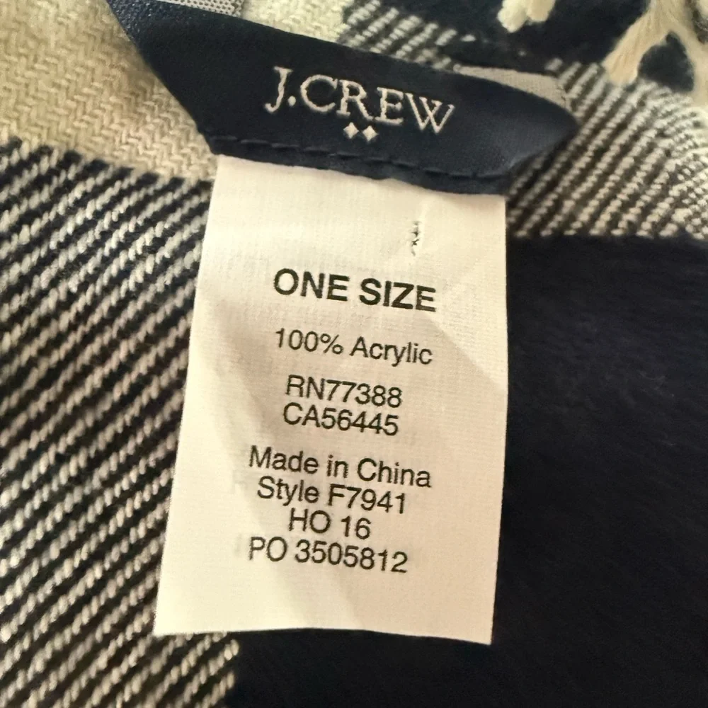 J. Crew Tartan Fringe Scarf - Navy, Red, Cream